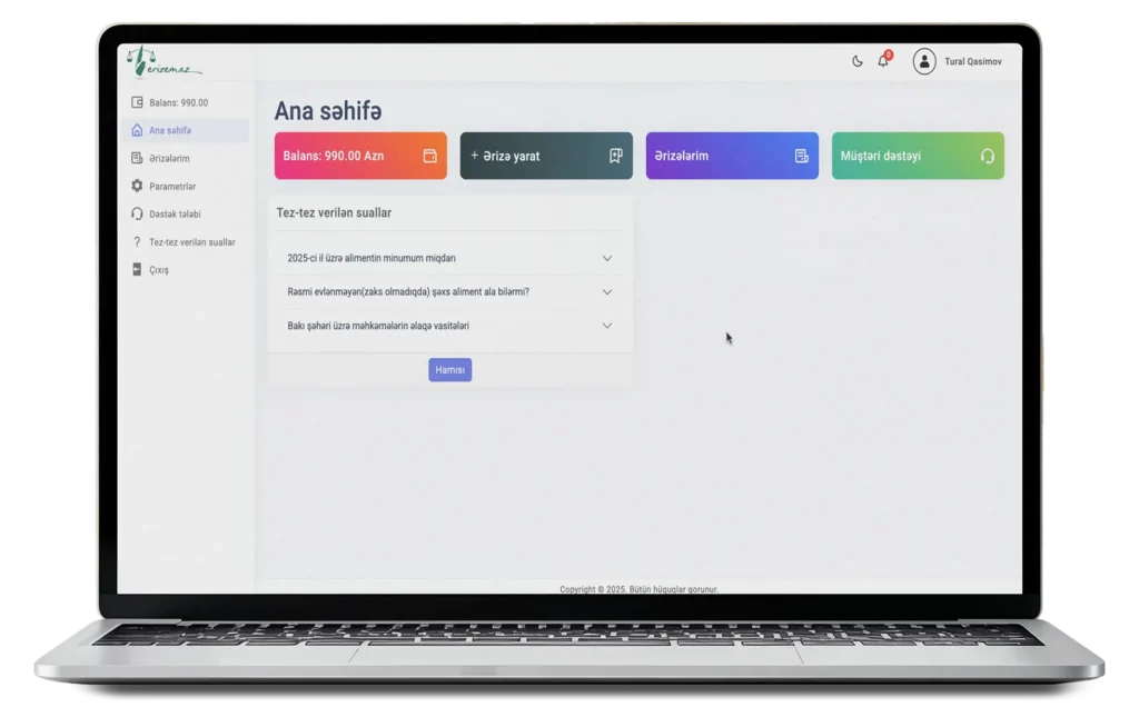 dashboard macbook Ana səhifə